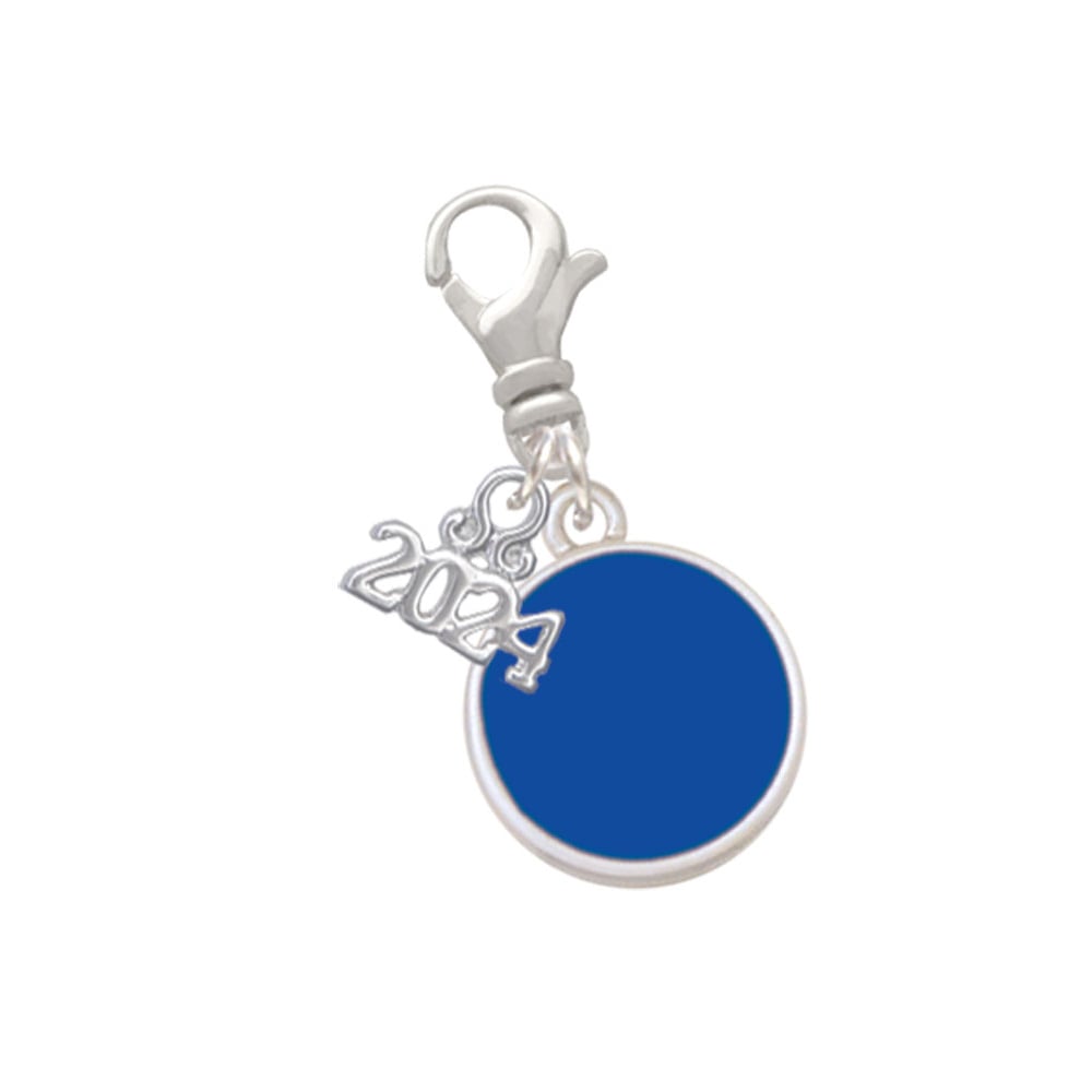 Delight Jewelry Silvertone Small Enamel Disc Clip on Charm with Year 2024 Image 1