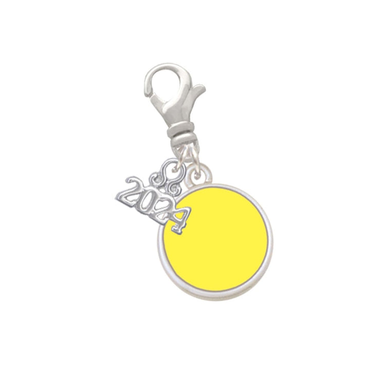 Delight Jewelry Silvertone Small Enamel Disc Clip on Charm with Year 2024 Image 1