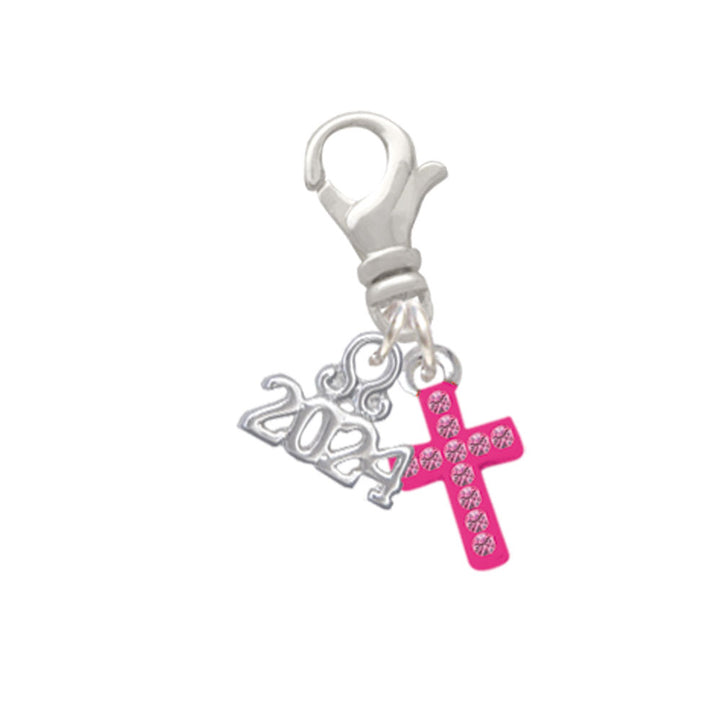 Delight Jewelry Silvertone Small Crystal Cross Clip on Charm with Year 2024 Image 10