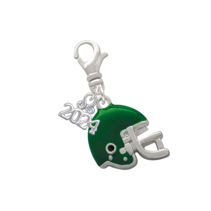 Delight Jewelry Silvertone Small Enamel Football Helmet Clip on Charm with Year 2024 Image 4