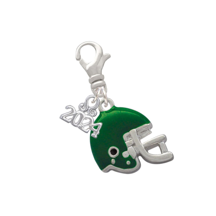Delight Jewelry Silvertone Small Enamel Football Helmet Clip on Charm with Year 2024 Image 1