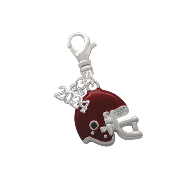 Delight Jewelry Silvertone Small Enamel Football Helmet Clip on Charm with Year 2024 Image 1