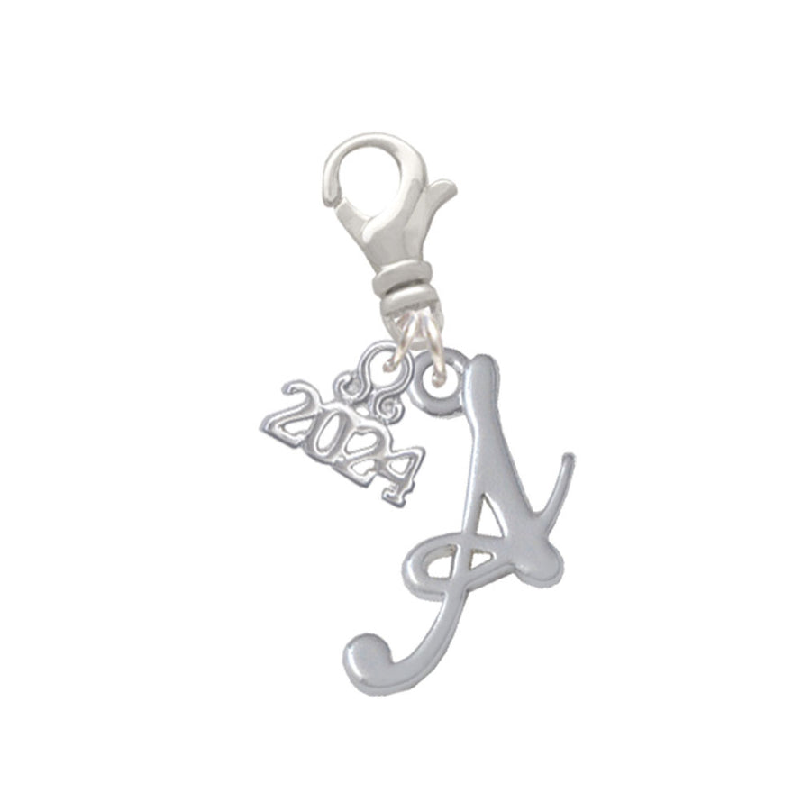 Delight Jewelry Silvertone Small Gelato Script Initial - Clip on Charm with Year 2024 Image 1