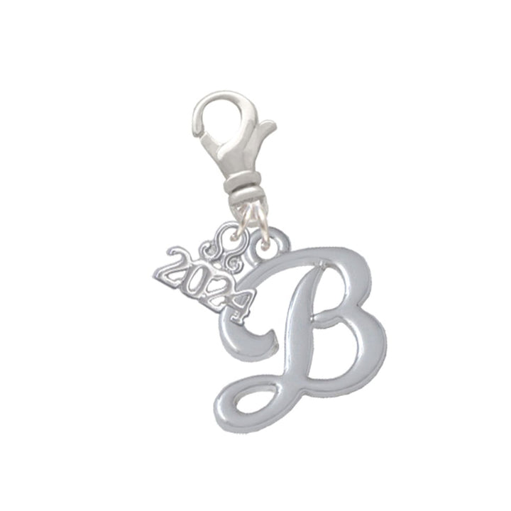 Delight Jewelry Silvertone Small Gelato Script Initial - Clip on Charm with Year 2024 Image 1