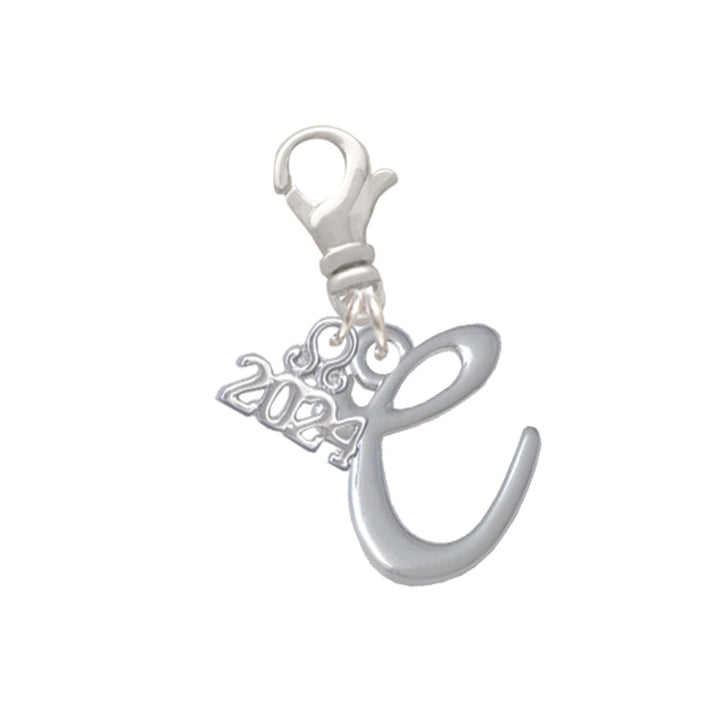 Delight Jewelry Silvertone Small Gelato Script Initial - Clip on Charm with Year 2024 Image 3