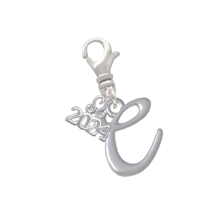 Delight Jewelry Silvertone Small Gelato Script Initial - Clip on Charm with Year 2024 Image 1