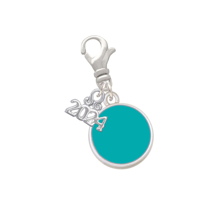 Delight Jewelry Silvertone Small Enamel Disc Clip on Charm with Year 2024 Image 1