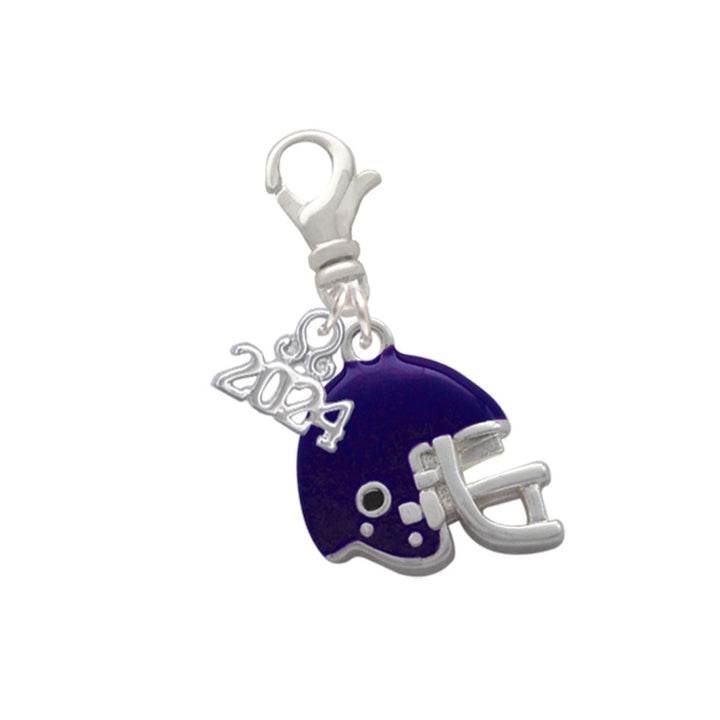 Delight Jewelry Silvertone Small Enamel Football Helmet Clip on Charm with Year 2024 Image 7