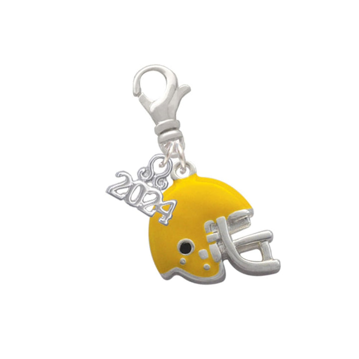 Delight Jewelry Silvertone Small Enamel Football Helmet Clip on Charm with Year 2024 Image 1