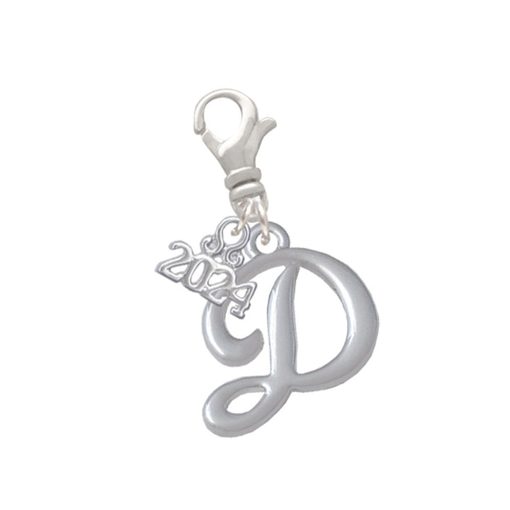 Delight Jewelry Silvertone Small Gelato Script Initial - Clip on Charm with Year 2024 Image 4