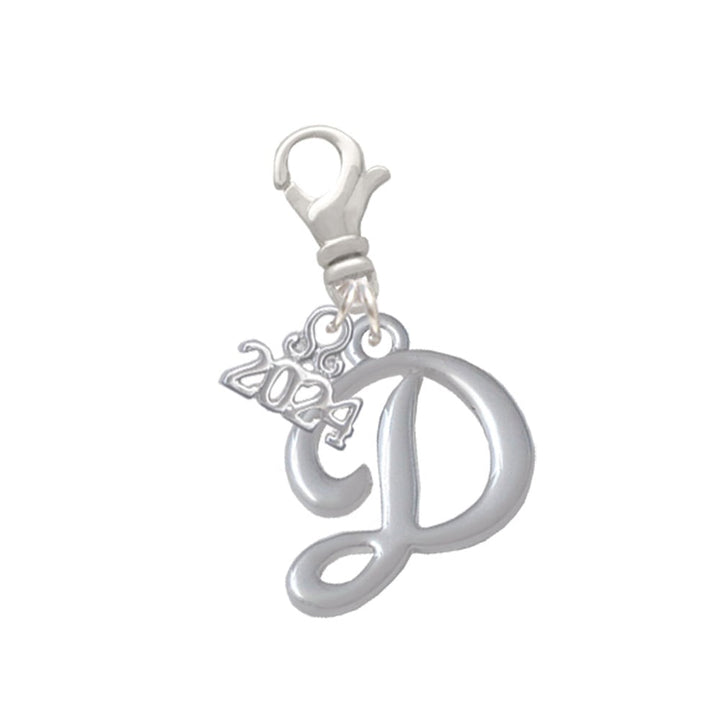 Delight Jewelry Silvertone Small Gelato Script Initial - Clip on Charm with Year 2024 Image 1