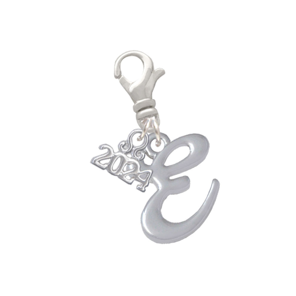 Delight Jewelry Silvertone Small Gelato Script Initial - Clip on Charm with Year 2024 Image 4