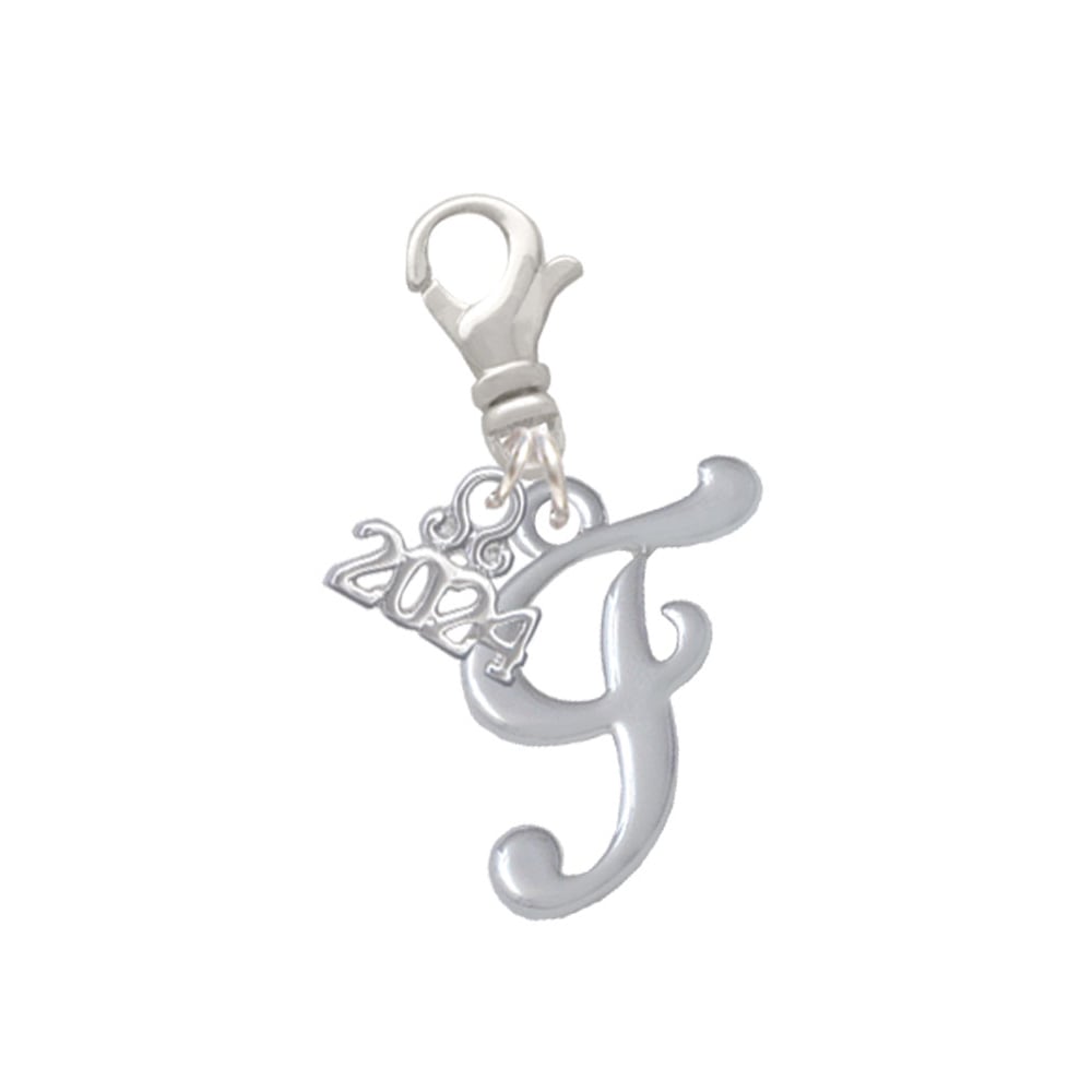 Delight Jewelry Silvertone Small Gelato Script Initial - Clip on Charm with Year 2024 Image 6