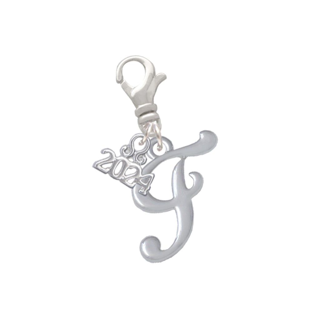 Delight Jewelry Silvertone Small Gelato Script Initial - Clip on Charm with Year 2024 Image 1