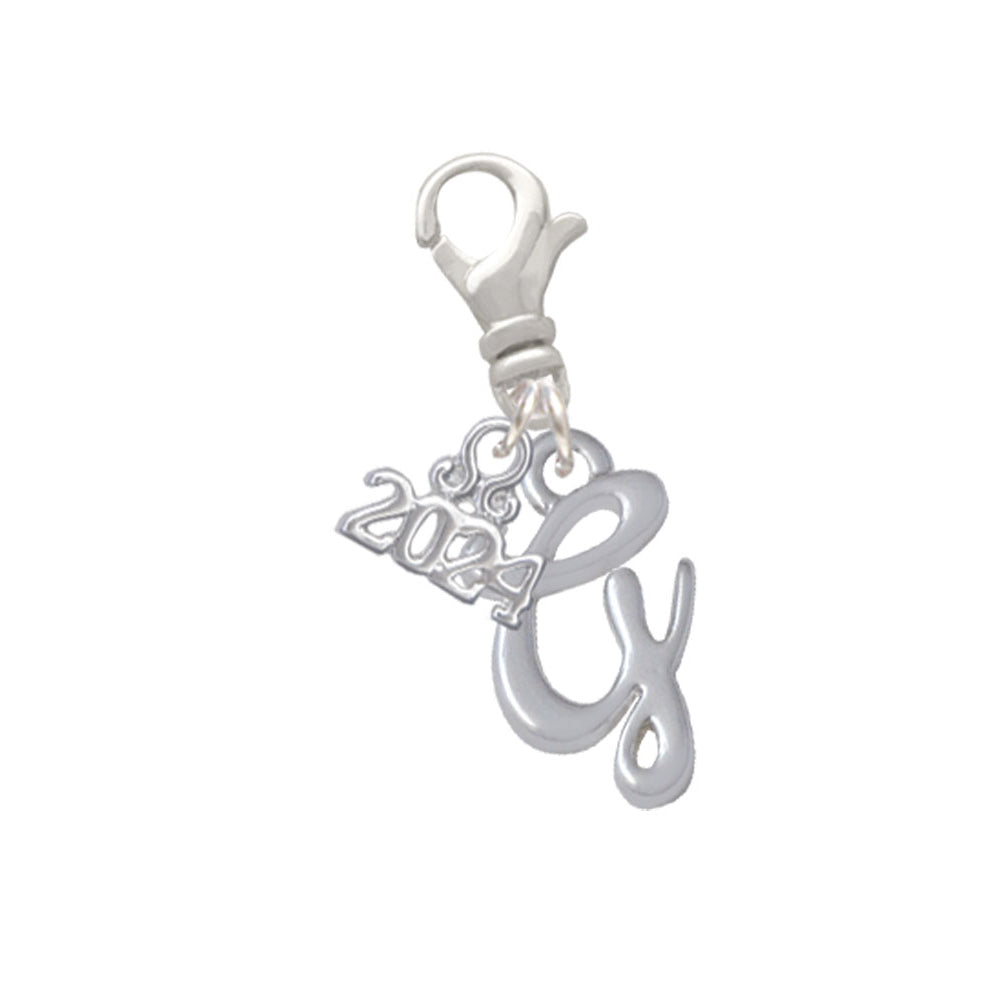 Delight Jewelry Silvertone Small Gelato Script Initial - Clip on Charm with Year 2024 Image 7