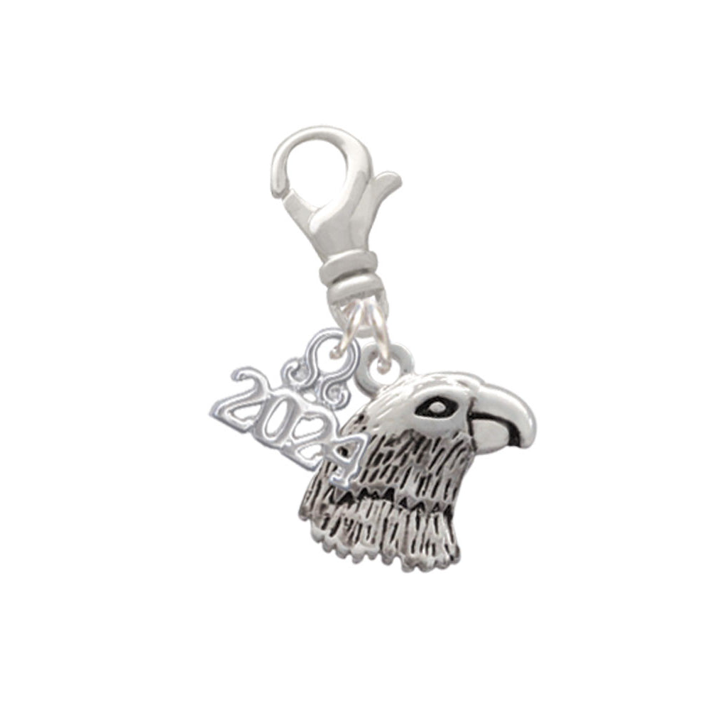 Delight Jewelry Silvertone Small Falcon - Mascot Clip on Charm with Year 2024 Image 1