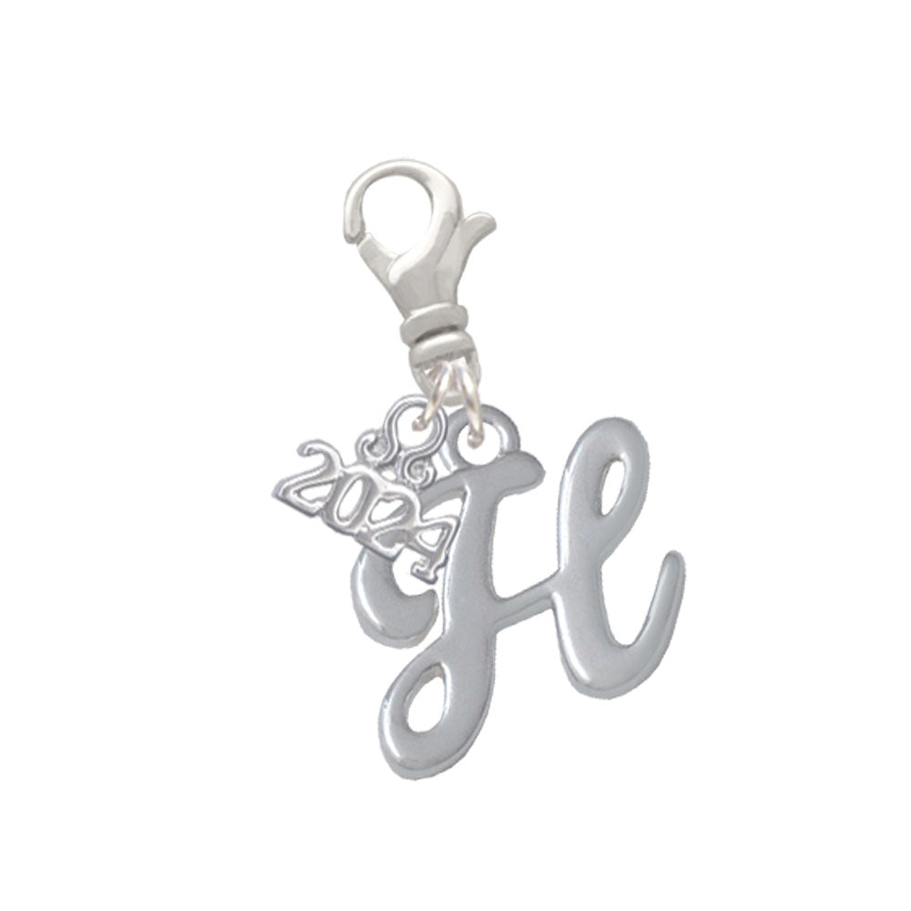 Delight Jewelry Silvertone Small Gelato Script Initial - Clip on Charm with Year 2024 Image 8