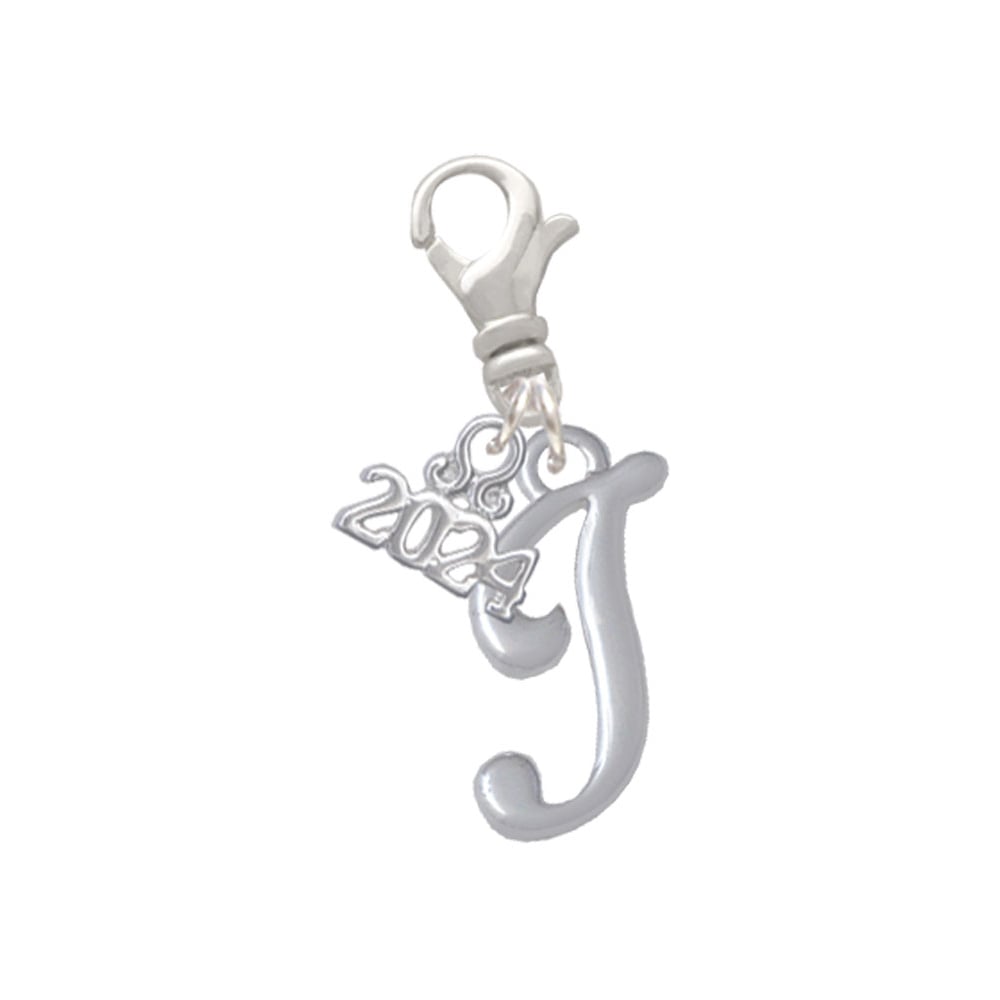 Delight Jewelry Silvertone Small Gelato Script Initial - Clip on Charm with Year 2024 Image 1