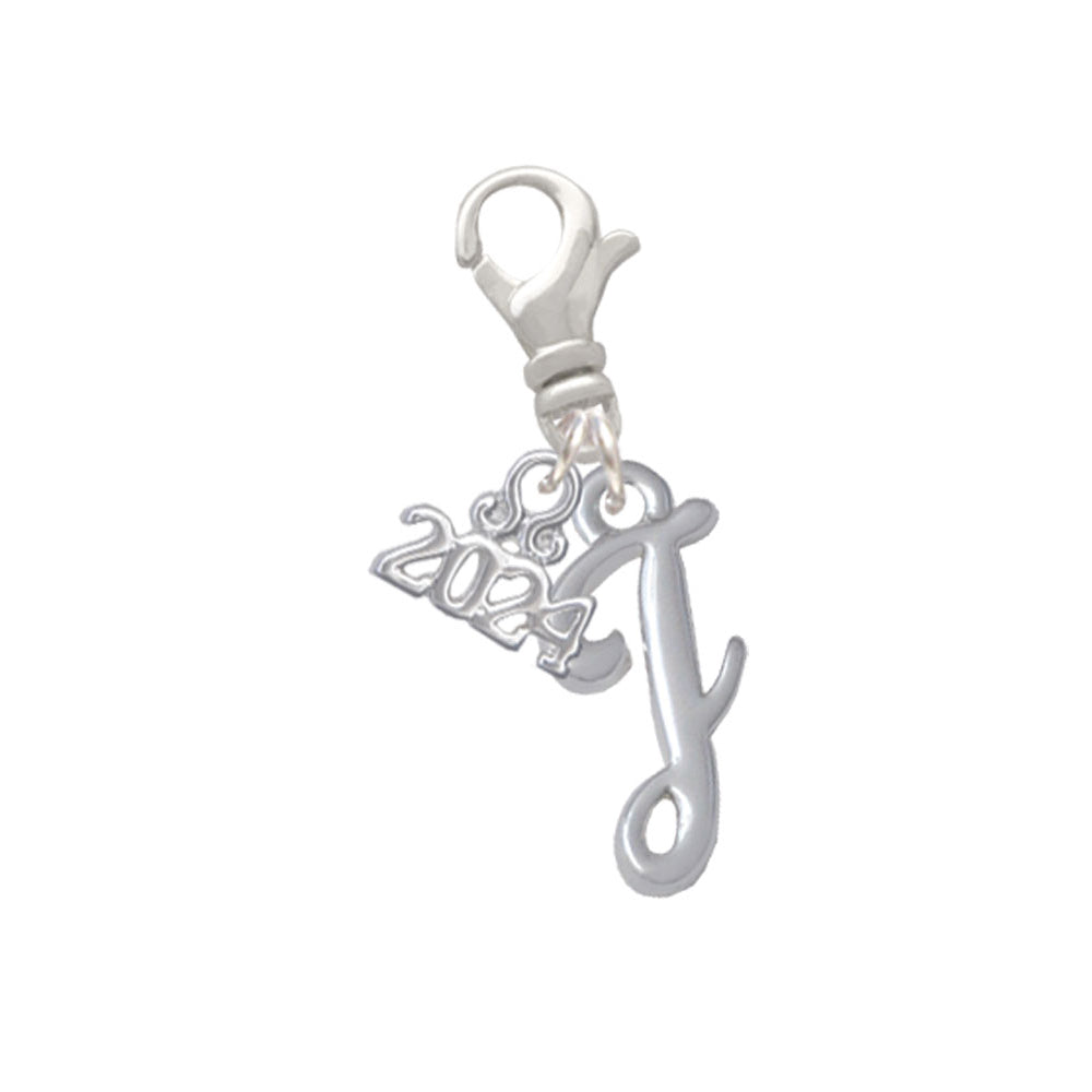 Delight Jewelry Silvertone Small Gelato Script Initial - Clip on Charm with Year 2024 Image 10