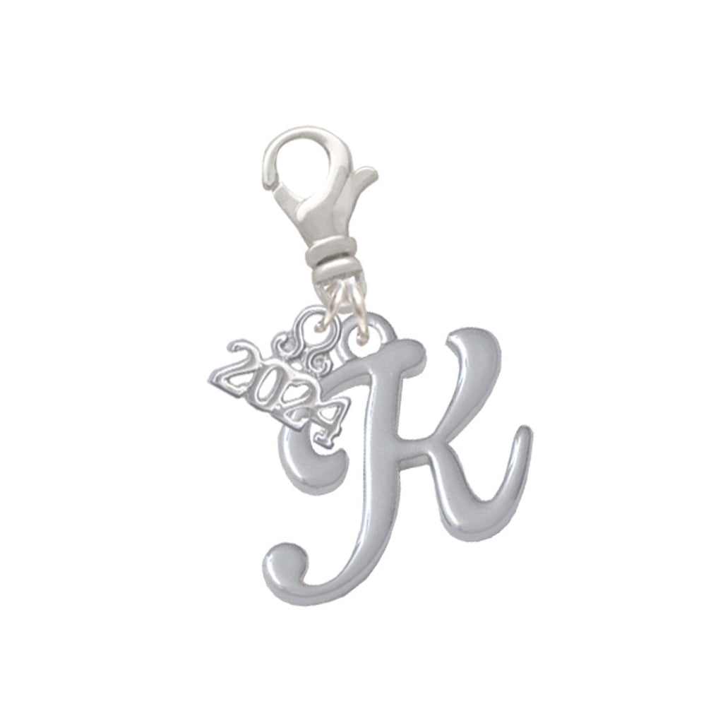 Delight Jewelry Silvertone Small Gelato Script Initial - Clip on Charm with Year 2024 Image 11