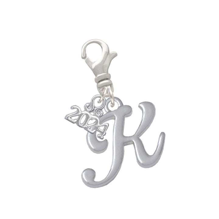 Delight Jewelry Silvertone Small Gelato Script Initial - Clip on Charm with Year 2024 Image 1