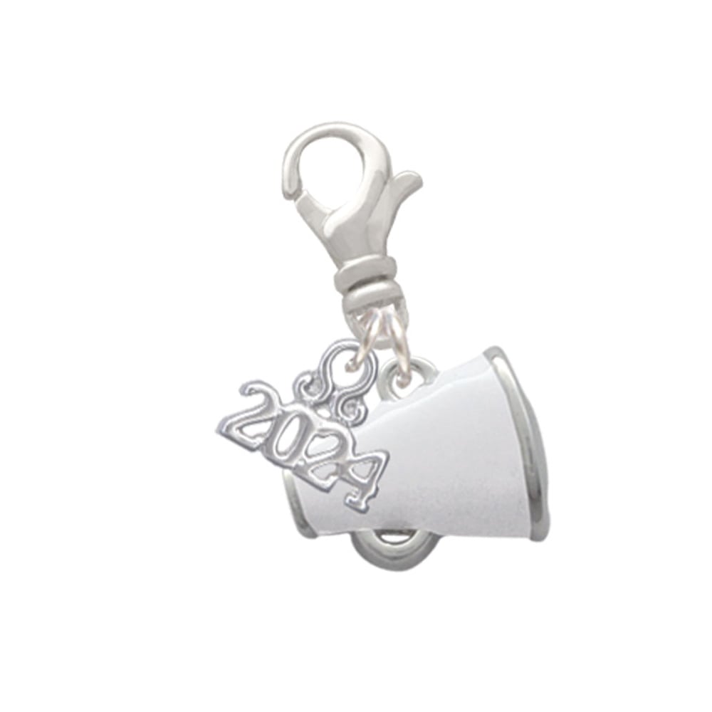 Delight Jewelry Silvertone Small Color Megaphone Clip on Charm with Year 2024 Image 1