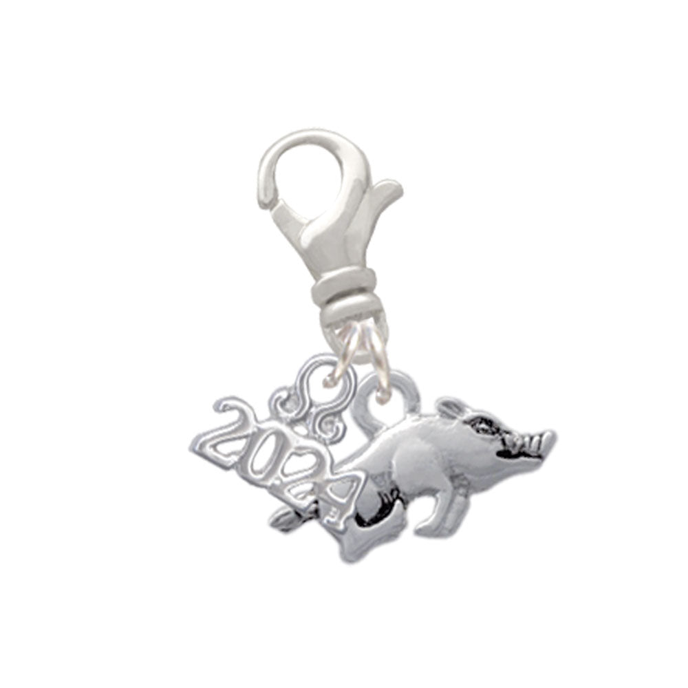 Delight Jewelry Antiqued Razorback Clip on Charm with Year 2024 Image 1