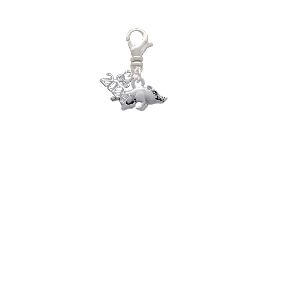 Delight Jewelry Antiqued Razorback Clip on Charm with Year 2024 Image 2