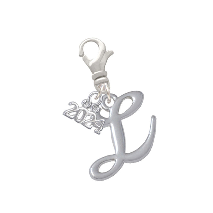 Delight Jewelry Silvertone Small Gelato Script Initial - Clip on Charm with Year 2024 Image 12