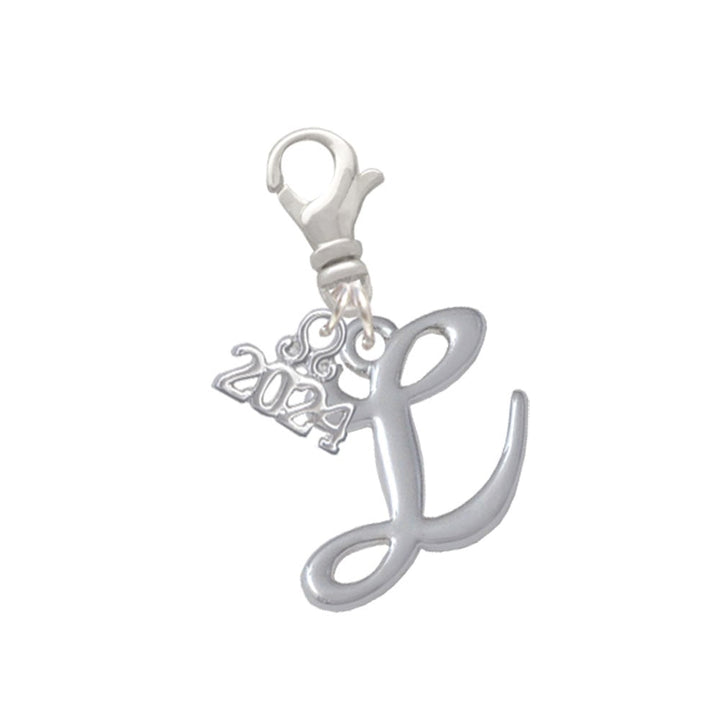 Delight Jewelry Silvertone Small Gelato Script Initial - Clip on Charm with Year 2024 Image 1