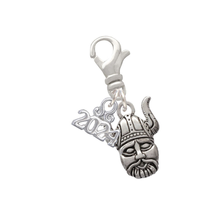 Delight Jewelry Silvertone Small Viking - Mascot Clip on Charm with Year 2024 Image 1