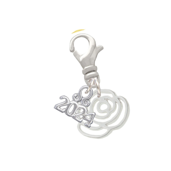 Delight Jewelry Plated Small Rose Outline Clip on Charm with Year 2024 Image 1