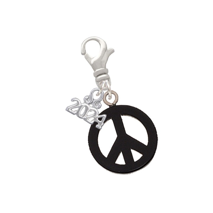 Delight Jewelry Acrylic Small Peace Sign Clip on Charm with Year 2024 Image 1