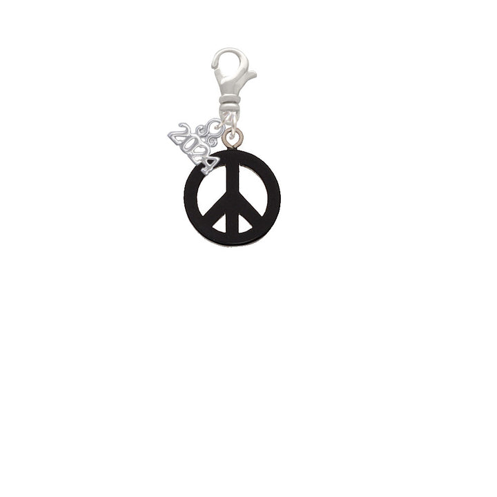 Delight Jewelry Acrylic Small Peace Sign Clip on Charm with Year 2024 Image 2