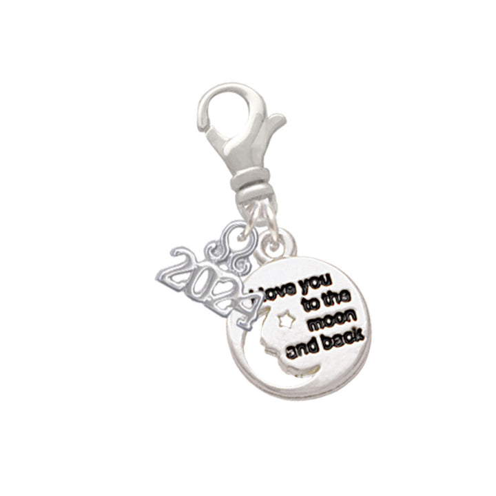 Delight Jewelry Plated Small I Love You to the Moon Clip on Charm with Year 2024 Image 1