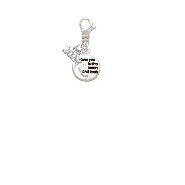 Delight Jewelry Plated Small I Love You to the Moon Clip on Charm with Year 2024 Image 2