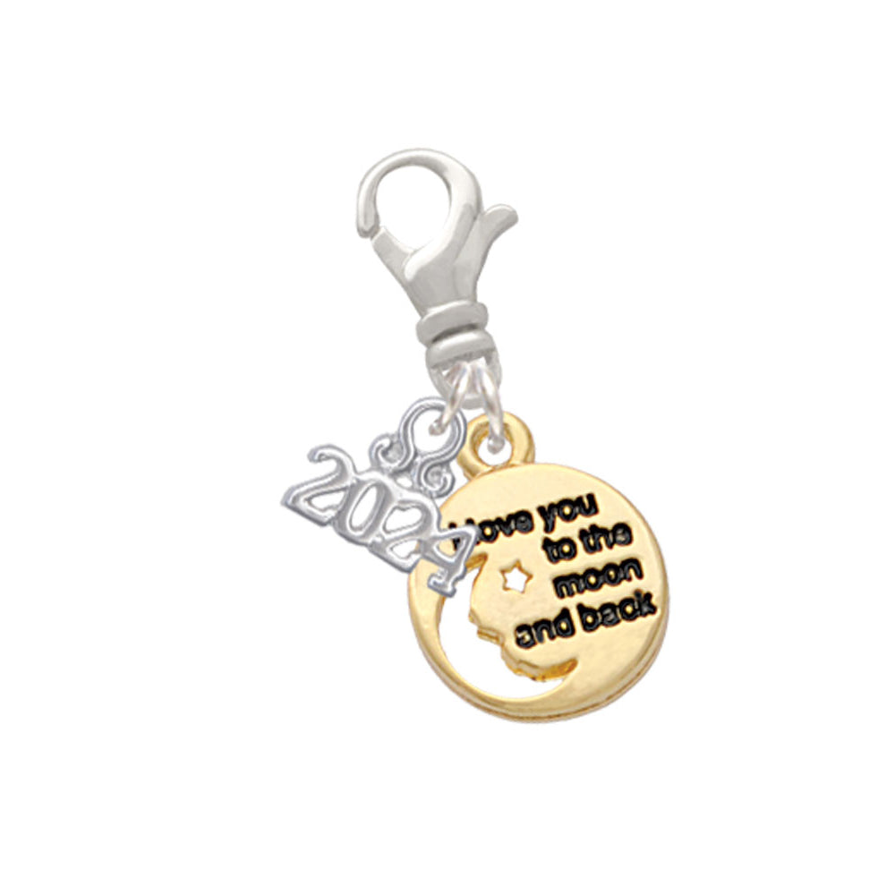 Delight Jewelry Plated Small I Love You to the Moon Clip on Charm with Year 2024 Image 4