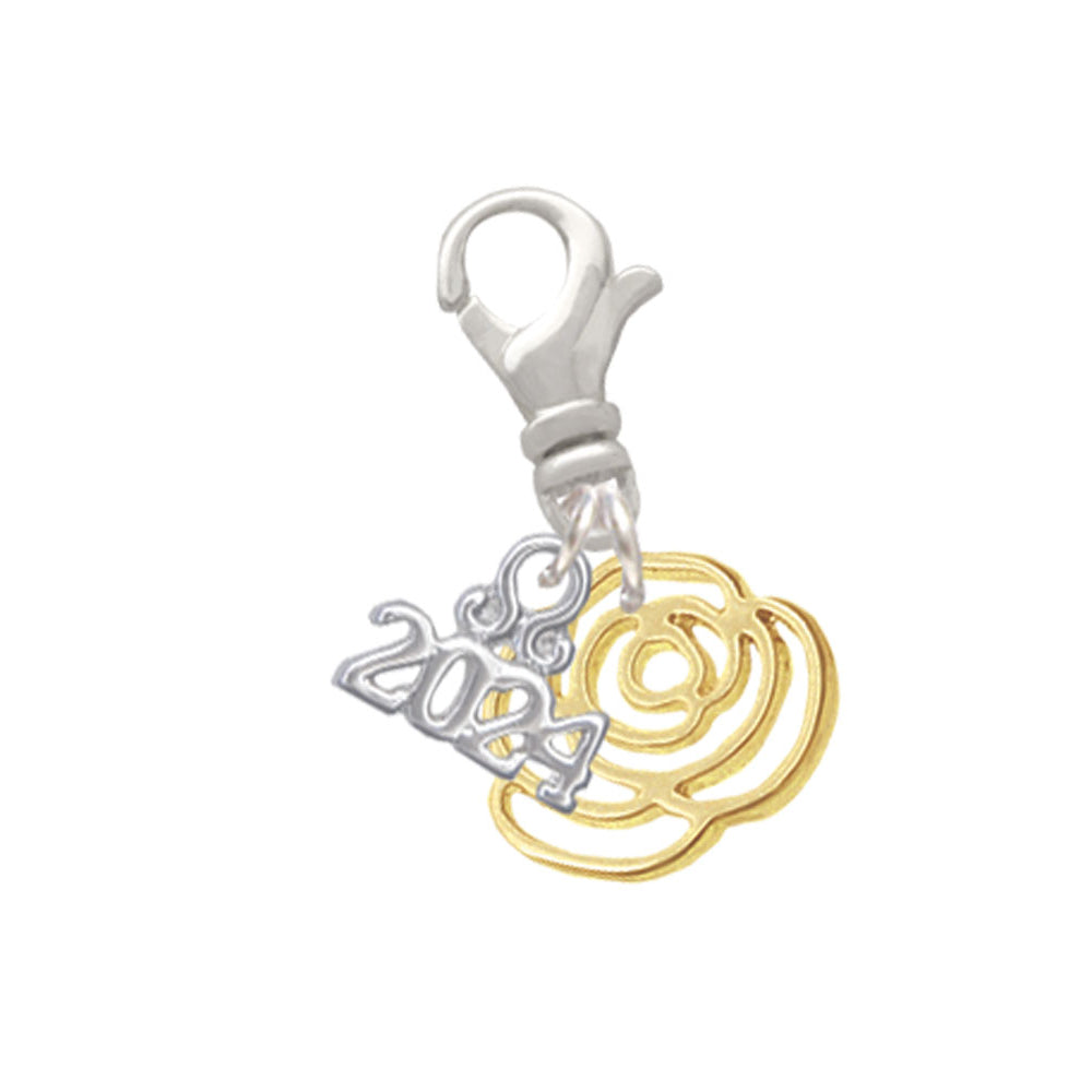 Delight Jewelry Plated Small Rose Outline Clip on Charm with Year 2024 Image 4