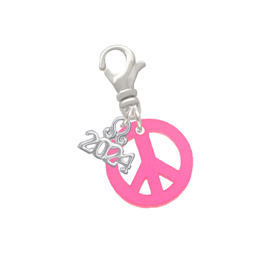 Delight Jewelry Acrylic Small Peace Sign Clip on Charm with Year 2024 Image 4