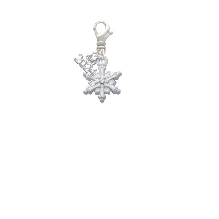 Delight Jewelry Enamel Snowflake with Clear Crystal Clip on Charm with Year 2024 Image 2