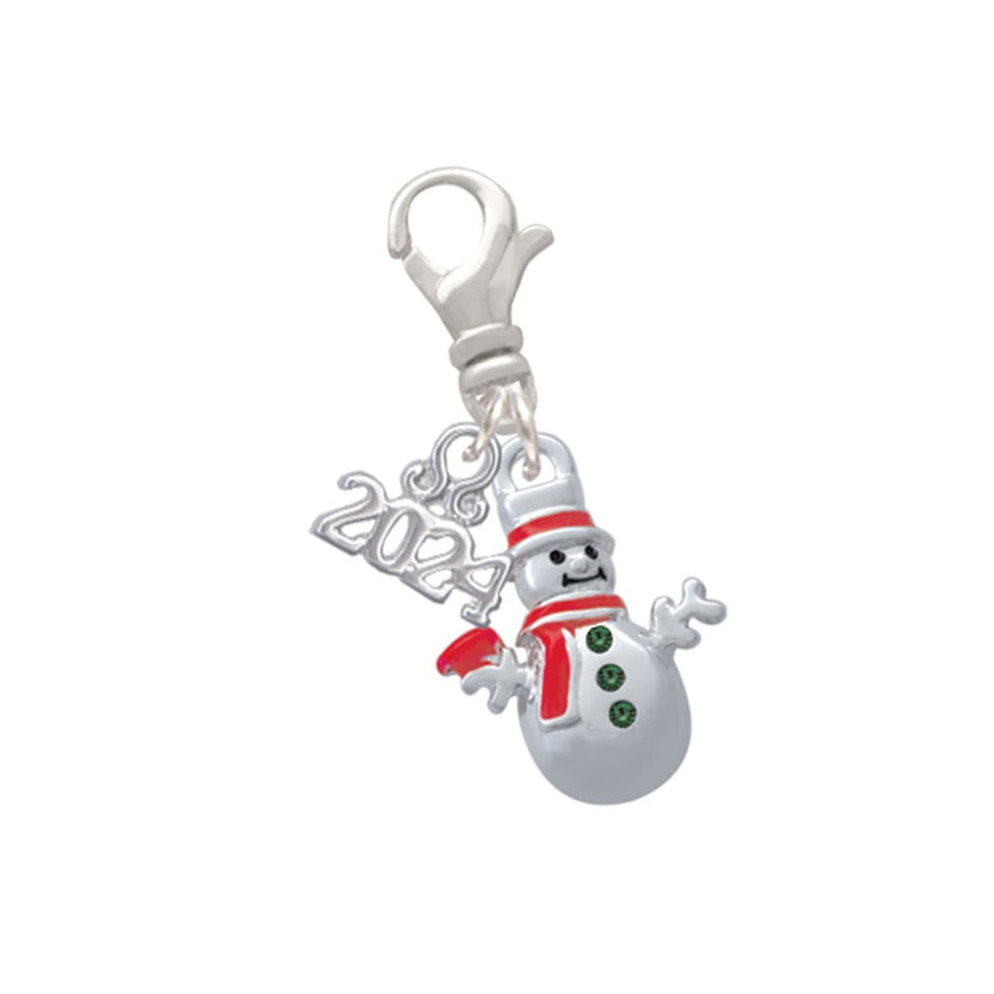 Delight Jewelry Plated Snowman with Red Scarf Clip on Charm with Year 2024 Image 1