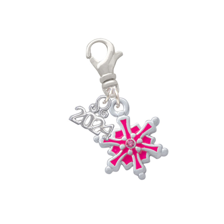 Delight Jewelry Enamel Snowflake with Clear Crystal Clip on Charm with Year 2024 Image 6