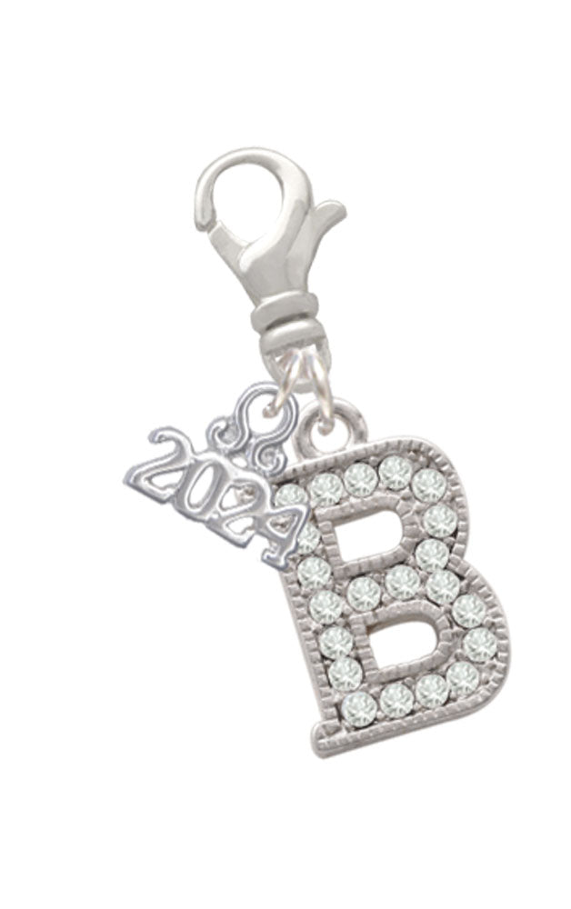 Delight Jewelry Silvertone Crystal Initial - Clip on Charm with Year 2024 Image 2