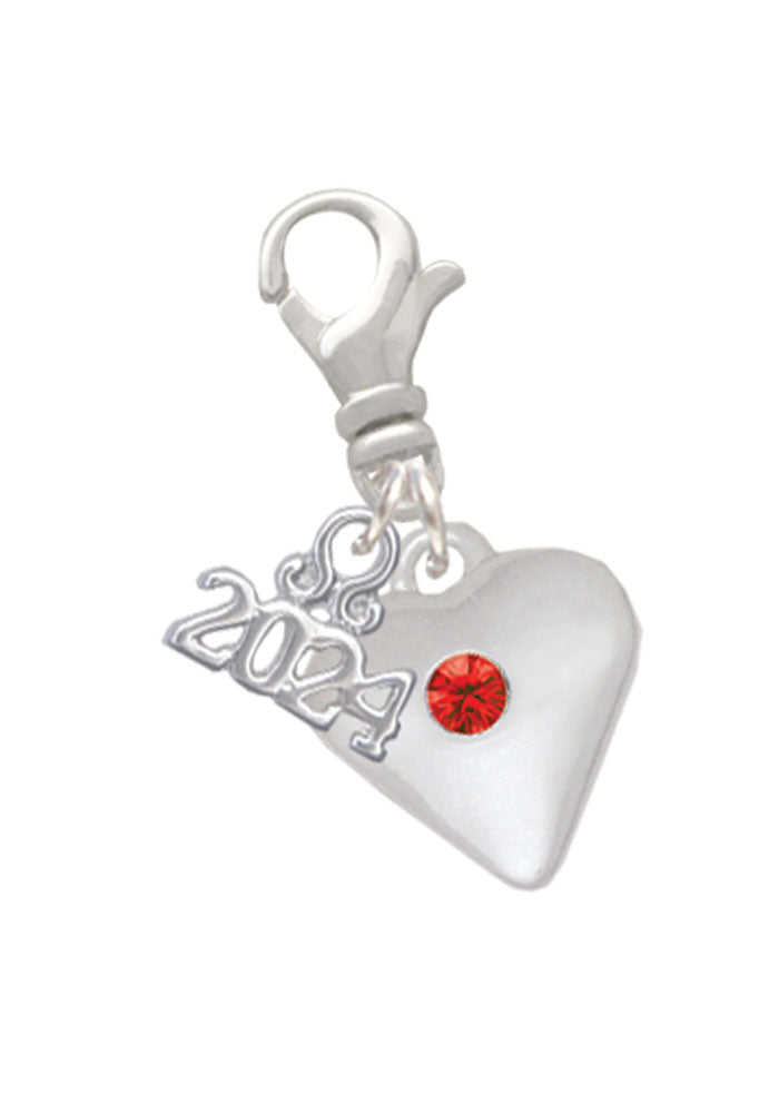 Delight Jewelry Silvertone Large Birthday Month Crystal Heart Clip on Charm with Year 2024 Image 7