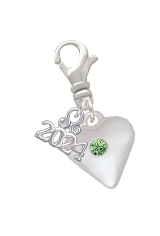 Delight Jewelry Silvertone Large Birthday Month Crystal Heart Clip on Charm with Year 2024 Image 8