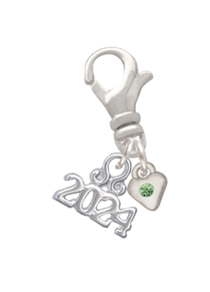 Delight Jewelry Silvertone Mini Birthday Month Crystal Heart Clip on Charm with Year 2024 Image 8