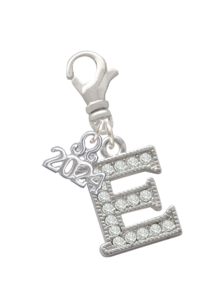 Delight Jewelry Silvertone Crystal Initial - Clip on Charm with Year 2024 Image 4