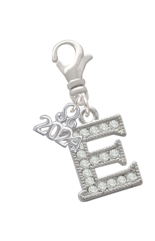 Delight Jewelry Silvertone Crystal Initial - Clip on Charm with Year 2024 Image 1