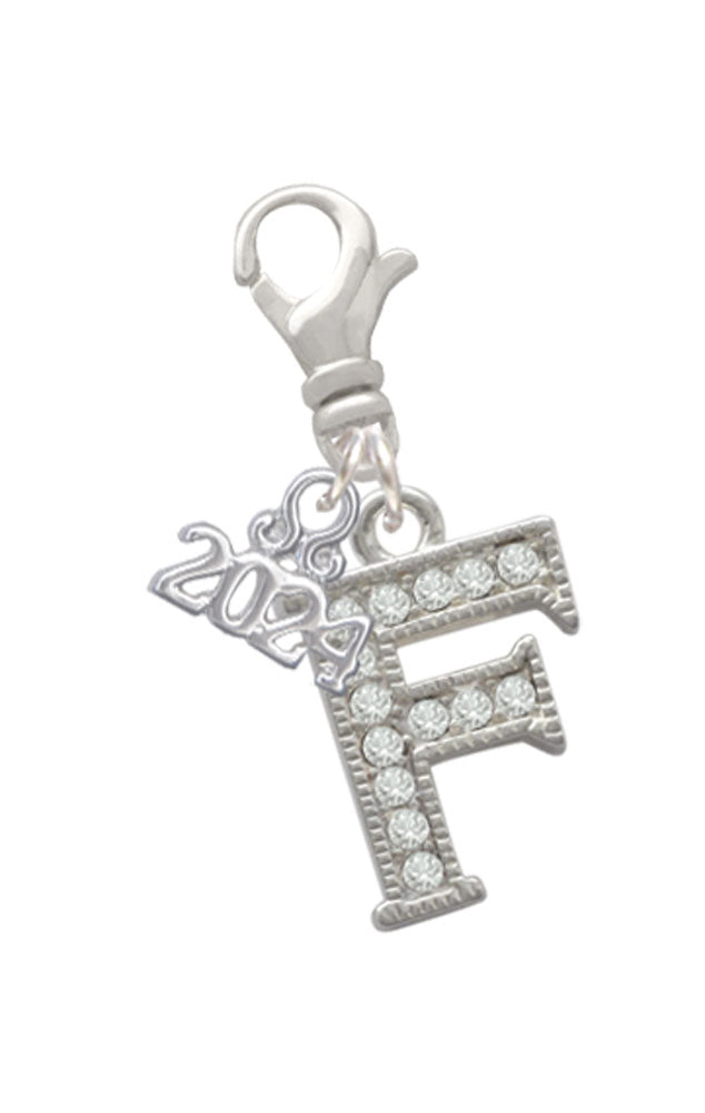 Delight Jewelry Silvertone Crystal Initial - Clip on Charm with Year 2024 Image 6