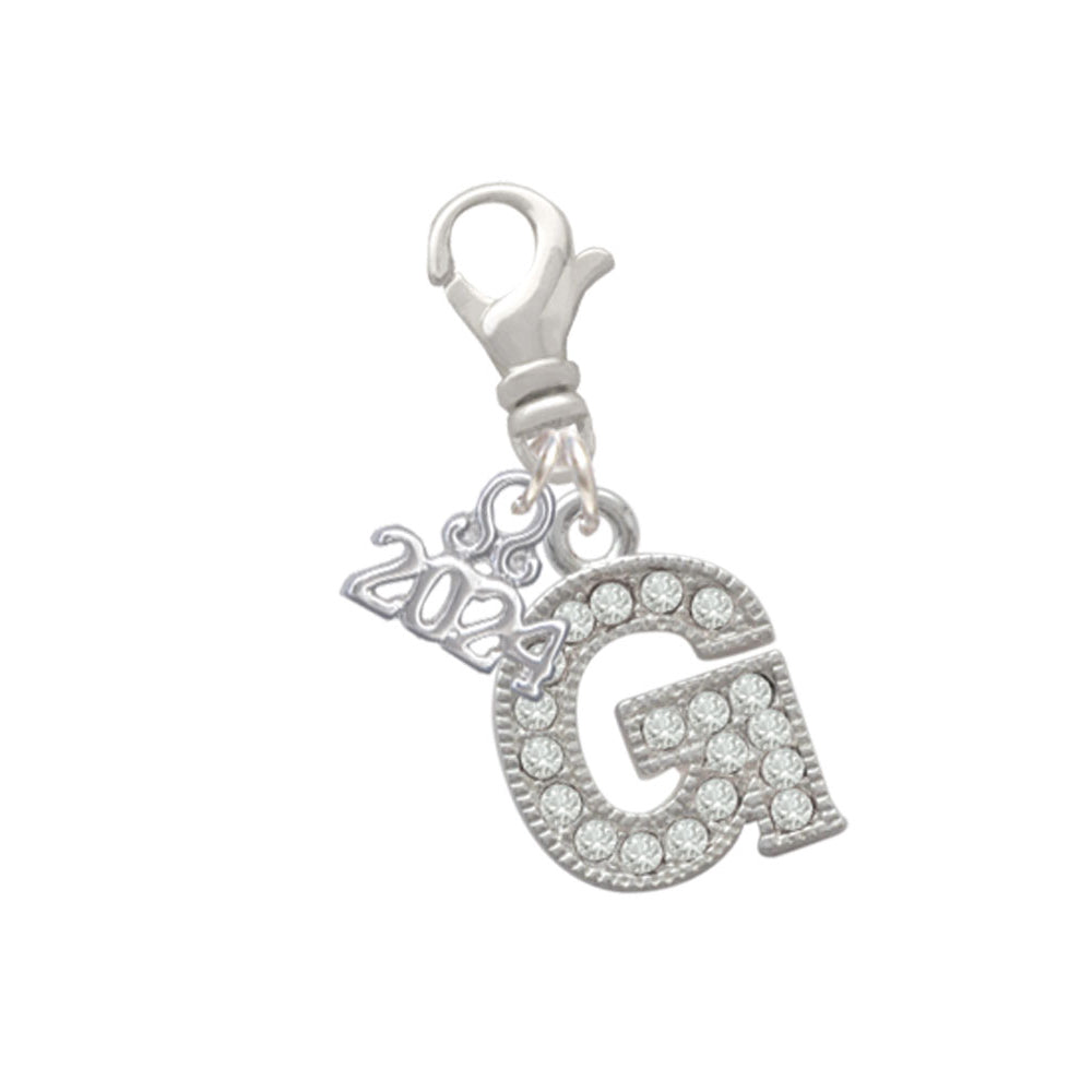 Delight Jewelry Silvertone Crystal Initial - Clip on Charm with Year 2024 Image 7